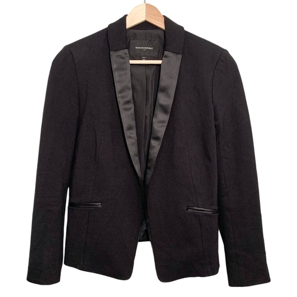 Banana Republic Black Tuxedo Jacket Blazer Size 0 Petite - Picture 1 of 10